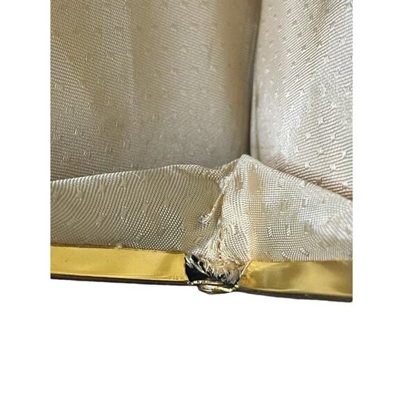 Vintage Black Canvas Clutch Wallet Kiss Lock Clasp Coin Purse Metal Frame - Picture 3 of 4